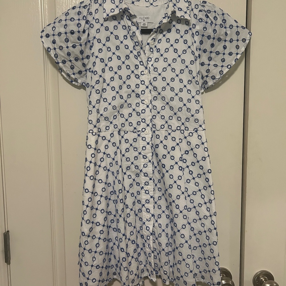 Alexis Black and White Casual Sundress with Flutter Cap Sleeves